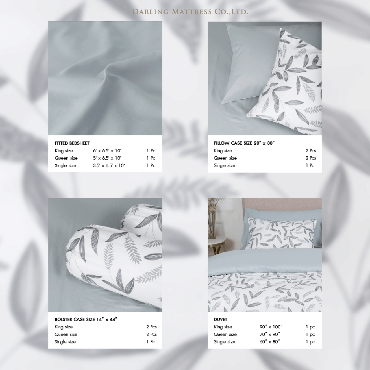 ชุดผ้าปูผ้านวม 3.5 ฟุต DARLING MATTRESS รุ่น2 สี 2 สไตล์ ลายลีฟลี่_3